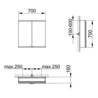 Зеркальный шкаф Keuco Royal Modular 800201070100300 70 см
